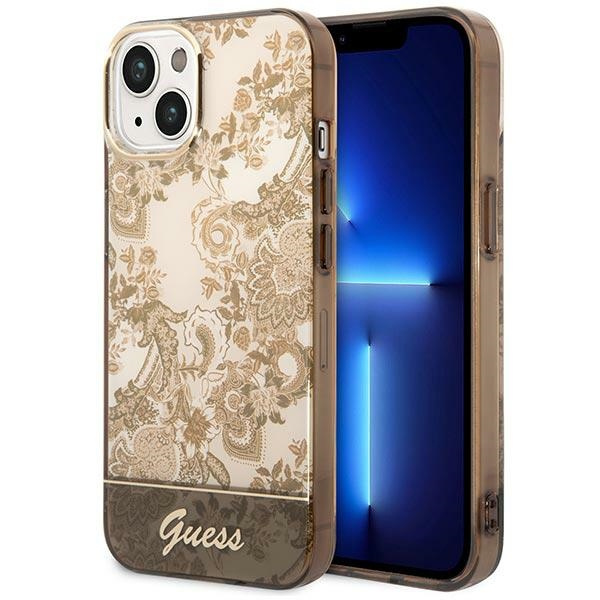 Etui GUESS Apple iPhone 14 Porcelain Collection Ochre Brązowy Hardcase