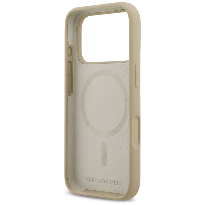 Etui Karl Lagerfeld Silicone Karl Sketch & Logo MagSafe do iPhone 17 Pro brązowy