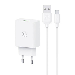 USAMS Ład. siec. 18W + kabel Micro/USB-A 1m Fast Charging biały/white series SC SCXLTZ01