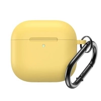 Etui silikonowe na Airpods 4 z karabińczykiem - żółte