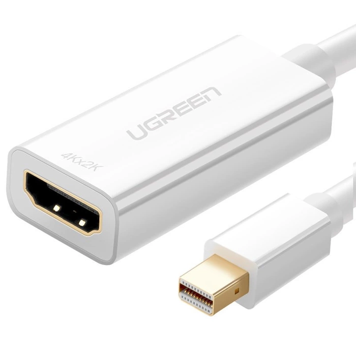 Ugreen kabel adapter przejściówka FHD (1080p) HDMI (żeński) - Mini DisplayPort (męski - Thunderbolt 2.0) biały (MD112 10460)