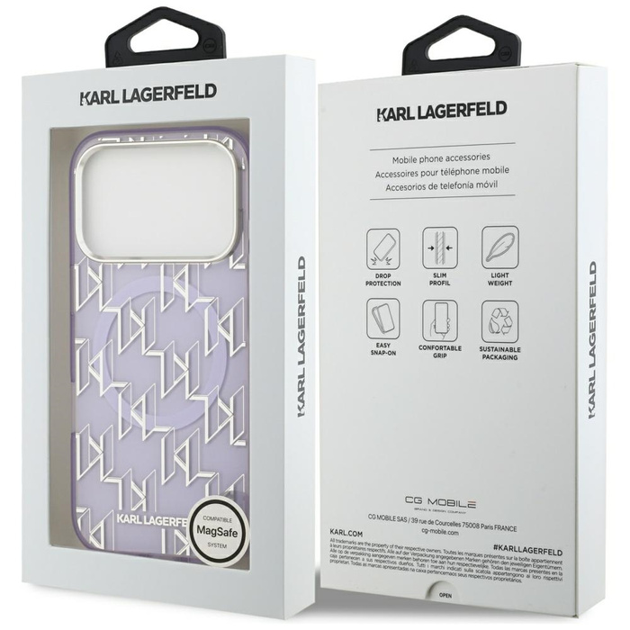 Etui Karl Lagerfeld IML KL Monogram      MagSafe do iPhone 17 Pro fioletowy