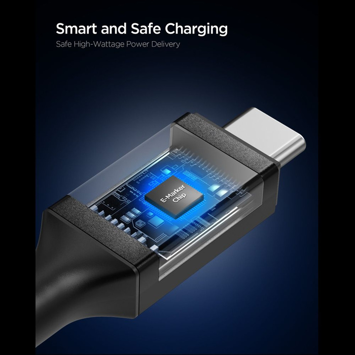 KABEL USB-C SPIGEN EB24015CC ESSENTIAL 240W 150CM CZARNY