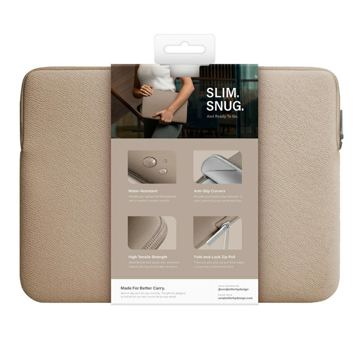 UNIQ neoprene laptop Sleeve 14" Cyprus Water-Resistant Nude Brown