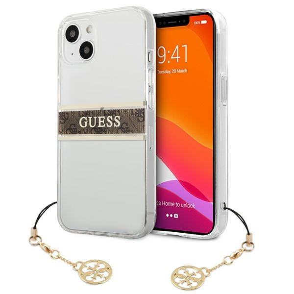 Etui GUESS Apple iPhone 13 Mini 4G Brown Strap Charm Bezbarwny Hardcase