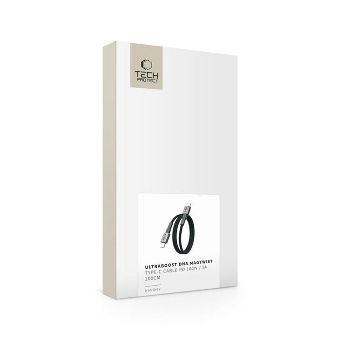 TECH-PROTECT ULTRABOOST DNA MAGTWIST TYPE-C CABLE PD 100W / 5A 100CM IRON GREY