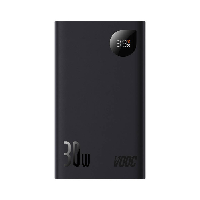 Baseus Adaman2 powerbank z wyświetlaczem cyfrowym 20000mAh 30W 2 x USB / 1x USB Typ C Power Delivery Quick Charge SCP, Oppo Super VOOC czarny (PPAD050101)