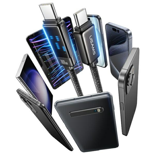 USAMS Kabel USB-C na USB-C 100W 1.2m      Zinc Alloy Fast Charging Data Cable Meteor Series SJ744USB02 (US-SJ744)