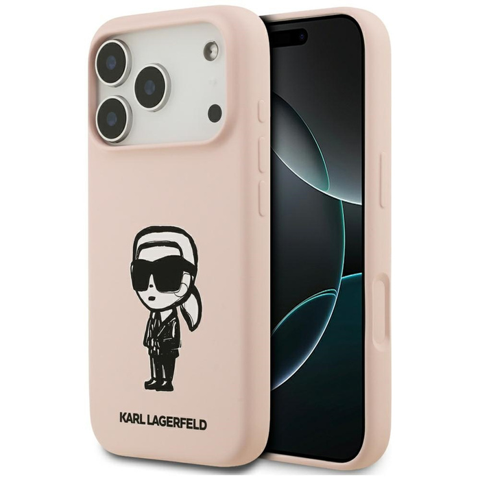 Etui Karl Lagerfeld Silicone Karl Sketch & Logo MagSafe do iPhone 17 Pro różowy
