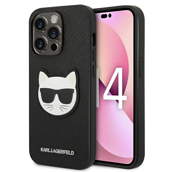 Etui KARL LAGERFELD Apple iPhone 14 Pro Max Saffiano Choupette Head Patch Czarny Hardcase