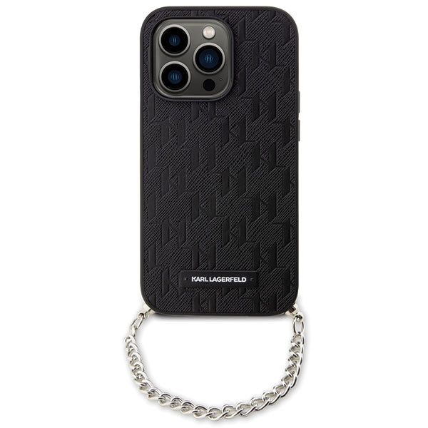 Etui Karl Lagerfeld KLHCP14LSACKLHPK iPhone 14 Pro 6.1" czarny/black hardcase Saffiano Monogram Chain Case