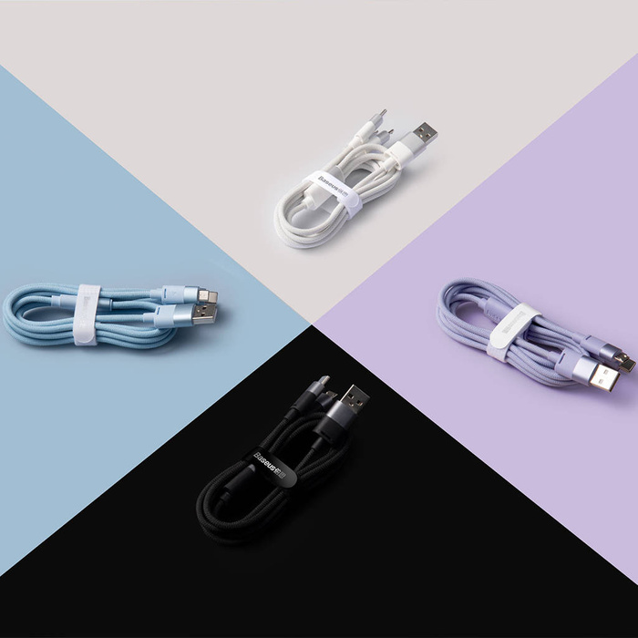 Baseus StarSpeed kabel 3w1 USB-A - Micro-USB / Lightning / USB-C 3.5A 1.2m fioletowy