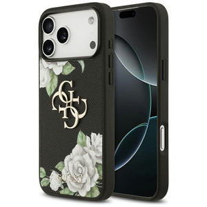 Etui Guess Grained Roses & Big 4G Logo   do iPhone 17 Pro Max czarny