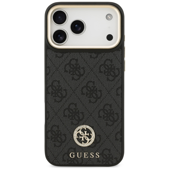 Etui Guess 4G Strass Logo MagSafe do     iPhone 17 Pro Max czarny