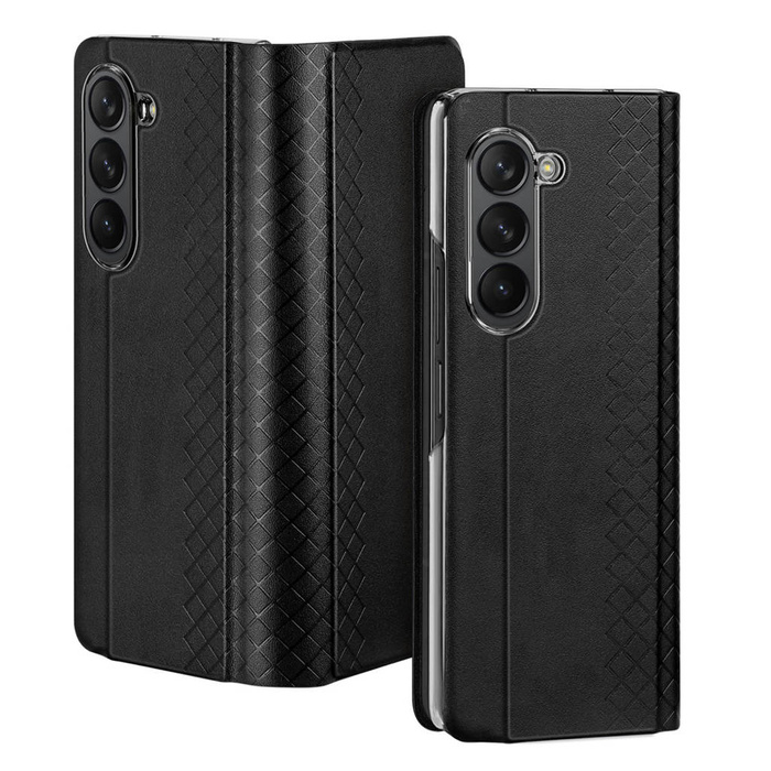 Etui Skórzane etui z klapką i portfelem do Samsung Galaxy Z Fold 5 5G Dux Ducis Bril - czarne Case