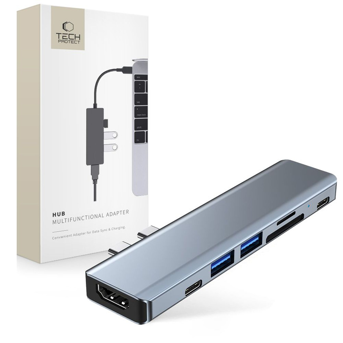 HUB USB TECH-PROTECT V5-HUB ADAPTER 7IN1 GREY