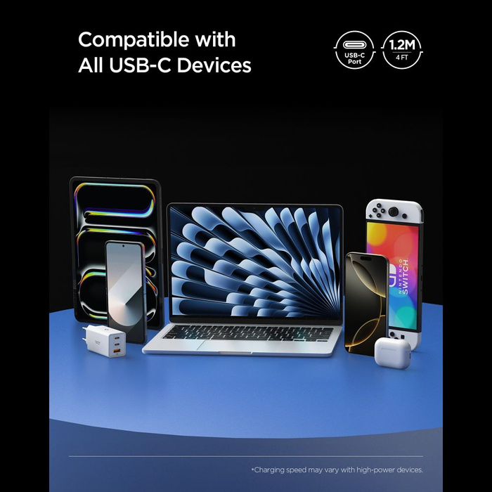 KABEL USB-C SPIGEN EB24012CC ESSENTIAL 240W 120CM BIAŁY