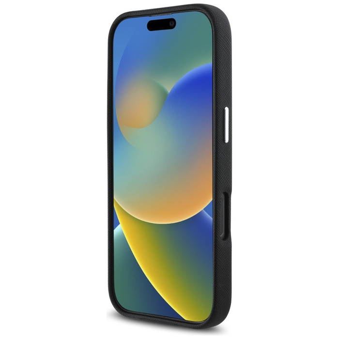 Etui Karl Lagerfeld Saffiano Full         Wrapped Elongated Metal Logo MagSafe do iPhone 16 Pro czarny