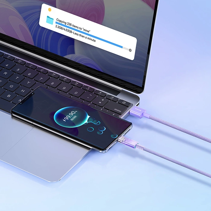 Kabel szybkiego ładowania Baseus USB do USB-C 6A,1m (Fioletowy)
