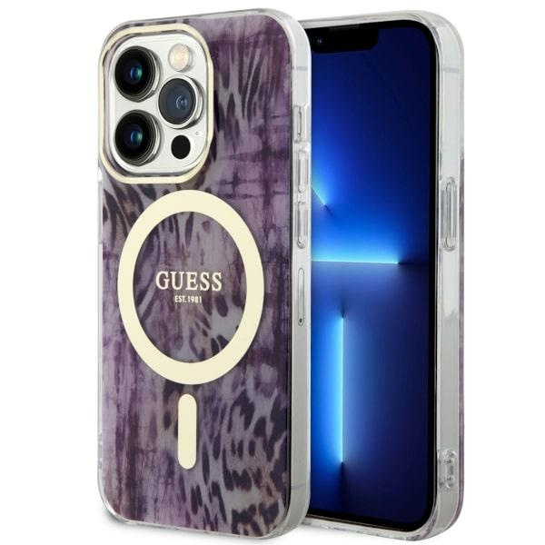 Etui Guess GUHMP14XHLEOPWP iPhone 14 Pro Max 6.7" różowy/pink hardcase Leopard MagSafe Case