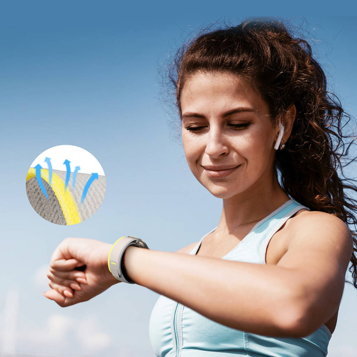 Sportowy pasek na rzepy do Apple Watch 8 / 7 / 6 / SE / 5 / 4 / 3 / 2 / 1 (38, 40, 41 mm) Dux Ducis Strap YJ Version - żółto-beżowy