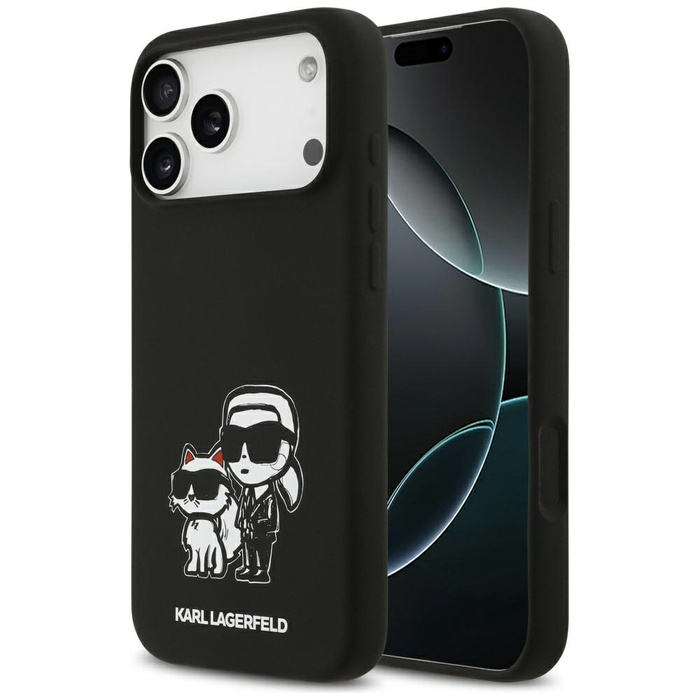 Etui Karl Lagerfeld Silicone K&C Sketch  & Logo MagSafe do iPhone 17 Pro Max czarny