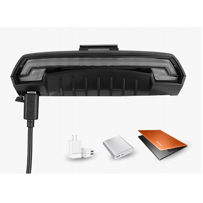 Lampka rowerowa tylna Rockbros LKWD-R1 z laserem i pilotem + kabel micro USB - USB-A - czarna