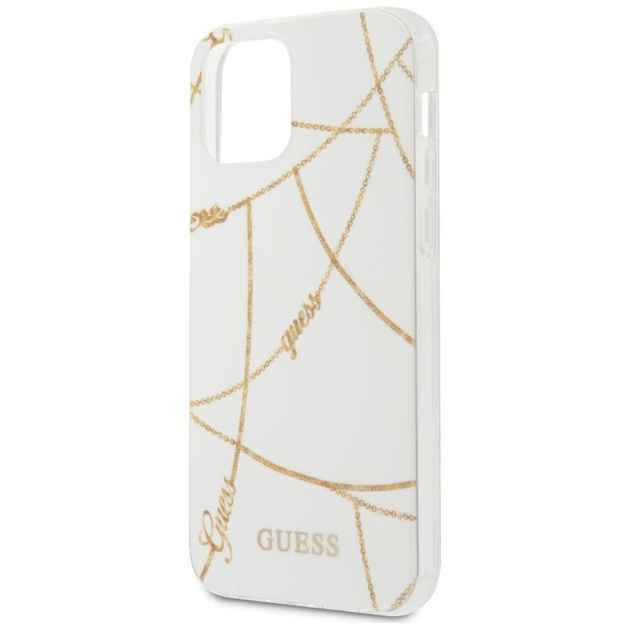 Etui GUESS Apple iPhone 12 Pro Max 6,7 Gold Chain Collection GUHCP12LPCUCHWH Biały Hardcase