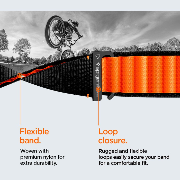 PASEK SPIGEN WBF1 BAND APPLE WATCH 6 / 7 / 8 / 9 / 10 / SE / ULTRA 1 / 2 (44 / 45 / 46 / 49 MM) BLACK/ORANGE