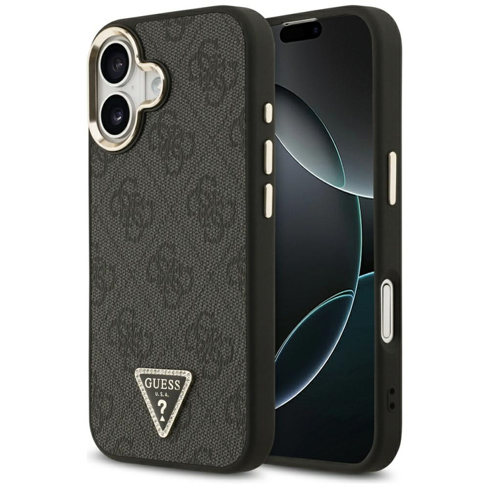 Etui Guess 4G Triangle Logo MagSafe do   iPhone 17 czarny złoty