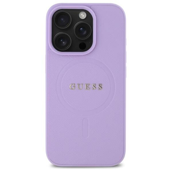 Etui Guess iPhone 16 Pro 6.3"  fioletowy/purple hardcase Saffiano MagSafe