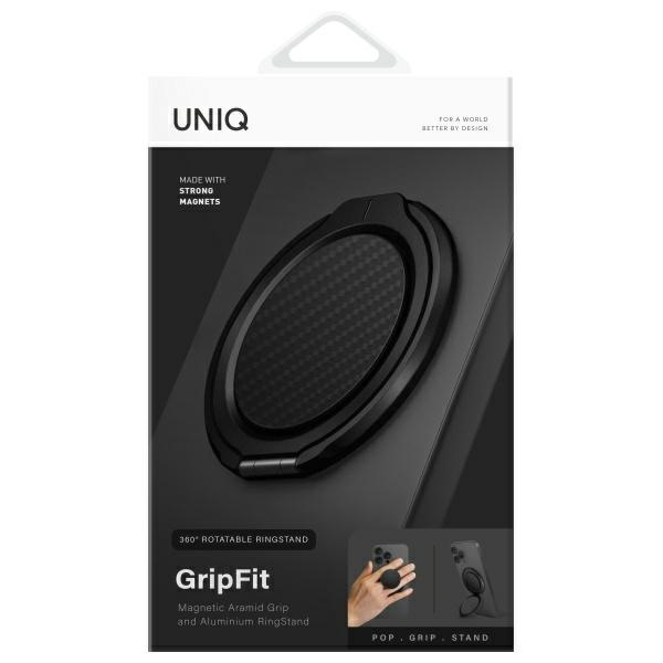 UNIQ Gripfit Premium 360 Magnetic         Mount&Kickstand Uchwyt Magnetyczny czarny/carbon black