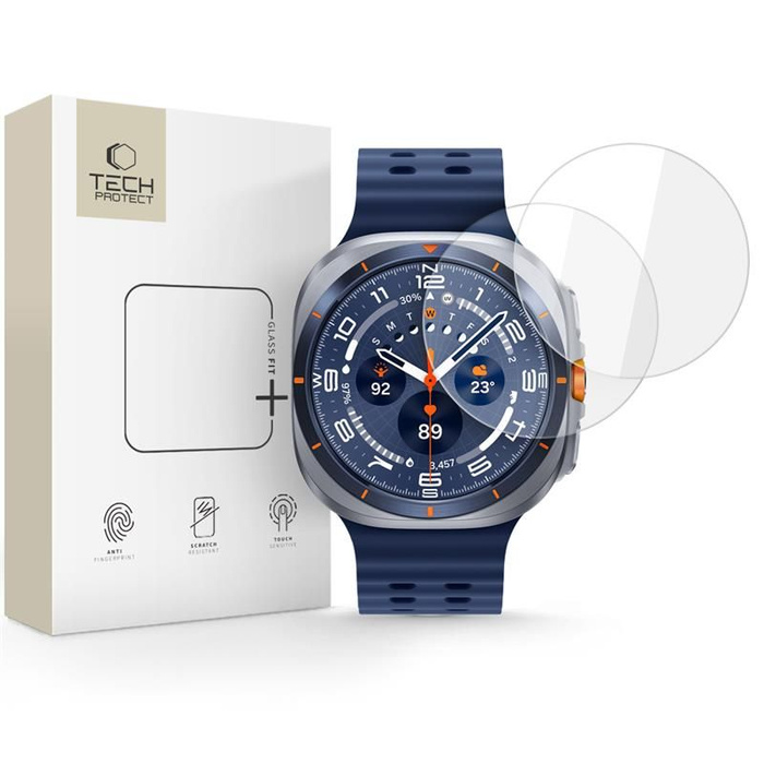 SZKŁO HARTOWANE TECH-PROTECT SAMSUNG GALAXY WATCH ULTRA 2024 / 2025 (47 MM)  GLASS FIT+ 2-PACK CLEAR