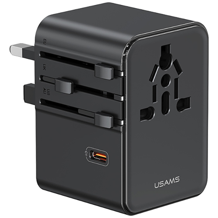 Ładowarka sieciowa USAMS Travel Adapter  CC310 3xUSB-C 70W 4w1 US/AU/EU/UK czarny