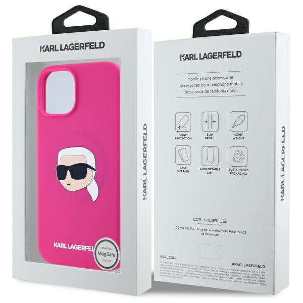 Karl Lagerfeld KLHMP15SSKHPPLF iPhone 15  6.1" fuksja/fuschia hardcase Silicone Karl Head Print MagSafe