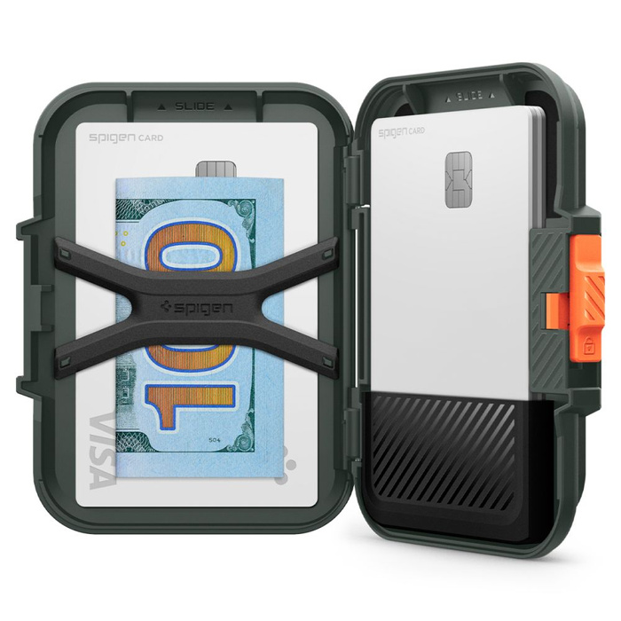 PORTFEL MAGASEF SPIGEN LOCK FIT UNIWERSALNY CARD HOLDER KHAKI ZIELONY