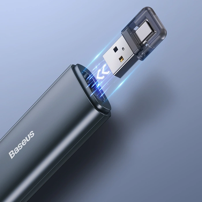 Wielofunkcyjny pilot Baseus Orange Dot do prezentacji, z czerwonym wskaźnikiem laserowym, akumulatorowy (szary)