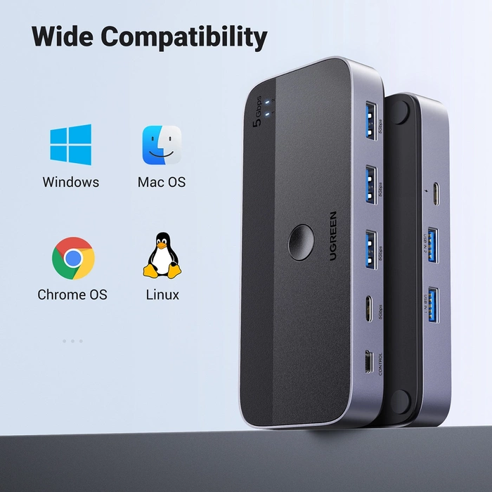 Przełącznik switch USB 3.0 UGREEN CM662, 2X4 out (czarny)
