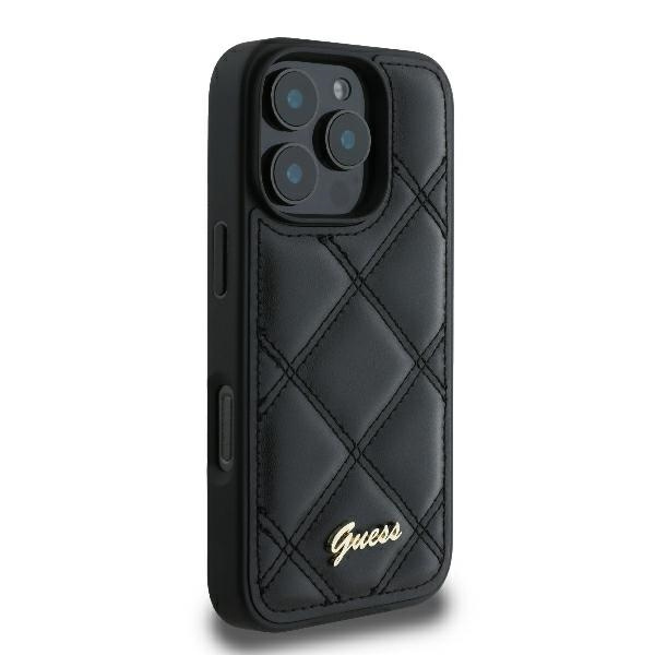 Etui Guess iPhone 16 Pro Max 6.9" czarny/black hardcase Quilted Metal Logo