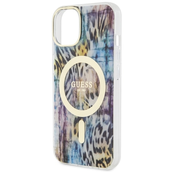Etui Guess GUHMP14SHLEOPWB iPhone 14 6.1" niebieski/blue hardcase Leopard MagSafe Case