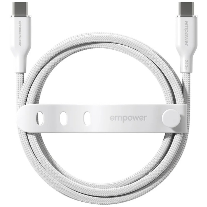 Kabel empower by PanzerGlass Racing 240W USB-C do USB-C 2m srebrno-biały