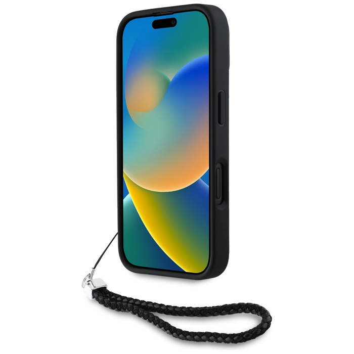 Etui Karl Lagerfeld Quilted Initial Logo & Chain Strap do iPhone 16 czarny