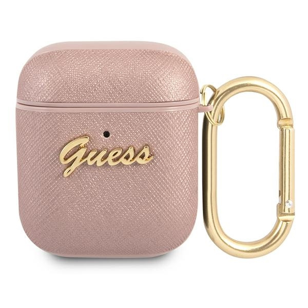 Etui GUESS Apple AirPods Saffiano Script Metal Collection Różowy Case