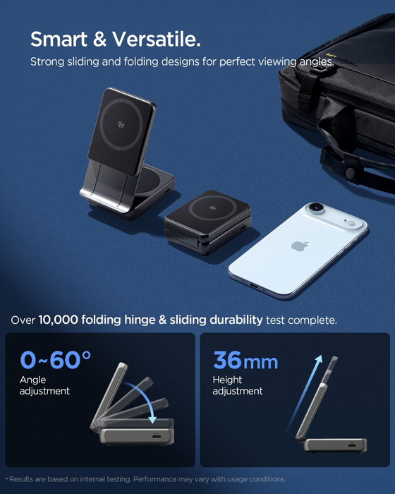 SPIGEN ESSENTIAL EF302MOQ Qi2.2 2IN1 MAGNETIC MAGSAFE WIRELESS CHARGER BLACK