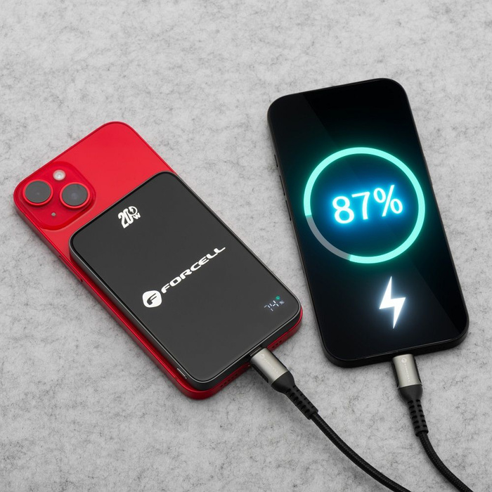 Powerbank zgodny z MagSafe Forcell F-Energy SuperSlim F5K8 QC4.0 PD3.0 15W 5000 mAh czarny 0INT