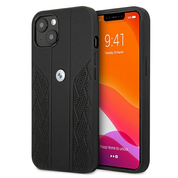 Etui BMW Apple iPhone 13 Mini Leather Curve Perforate Czarny Hardcase