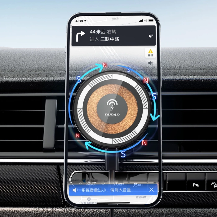 Uchwyt magnetyczny z ładowarką indukcyjną MagSafe na kokpit 15W Dudao F12MAX+ - czarna