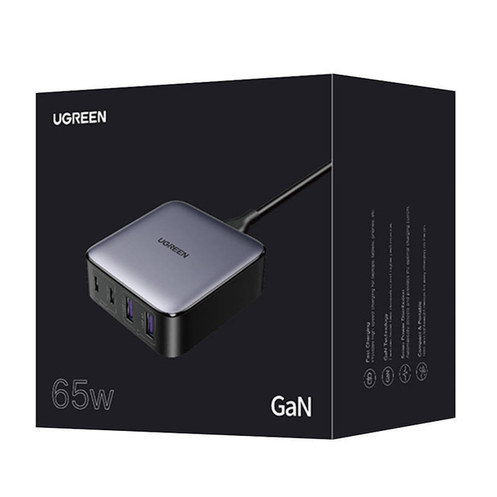 Ładowarka sieciowa UGREEN CD327 Nexode, 2x USB-C, 2x USB-A, GaN, 65W (szary) 90747B
