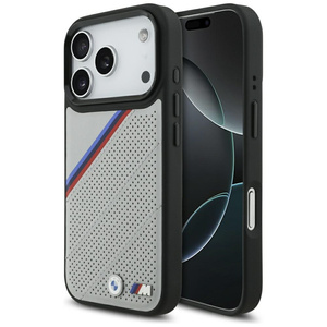 Etui BMW M Tricolor Metal Logo MagSafe   do iPhone 17 Pro szary