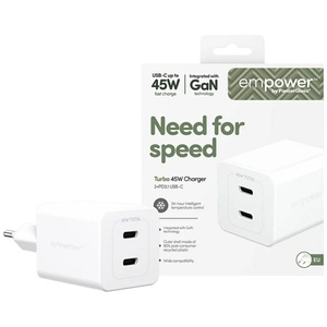 Ładowarka sieciowa empower by            PanzerGlass Turbo 45W 2x USB-C srebrno-biały